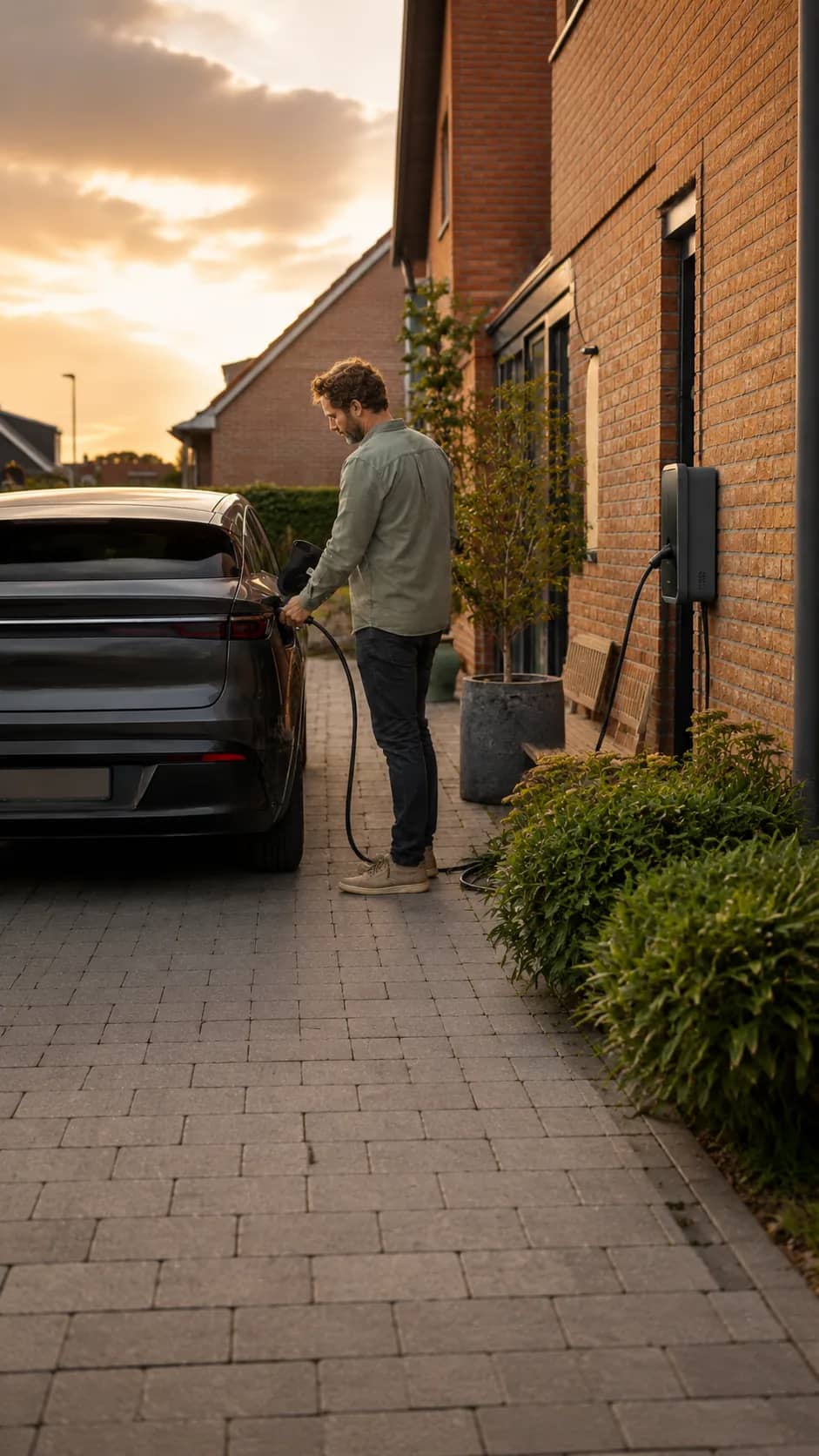 Elektrische auto opladen bij een woning