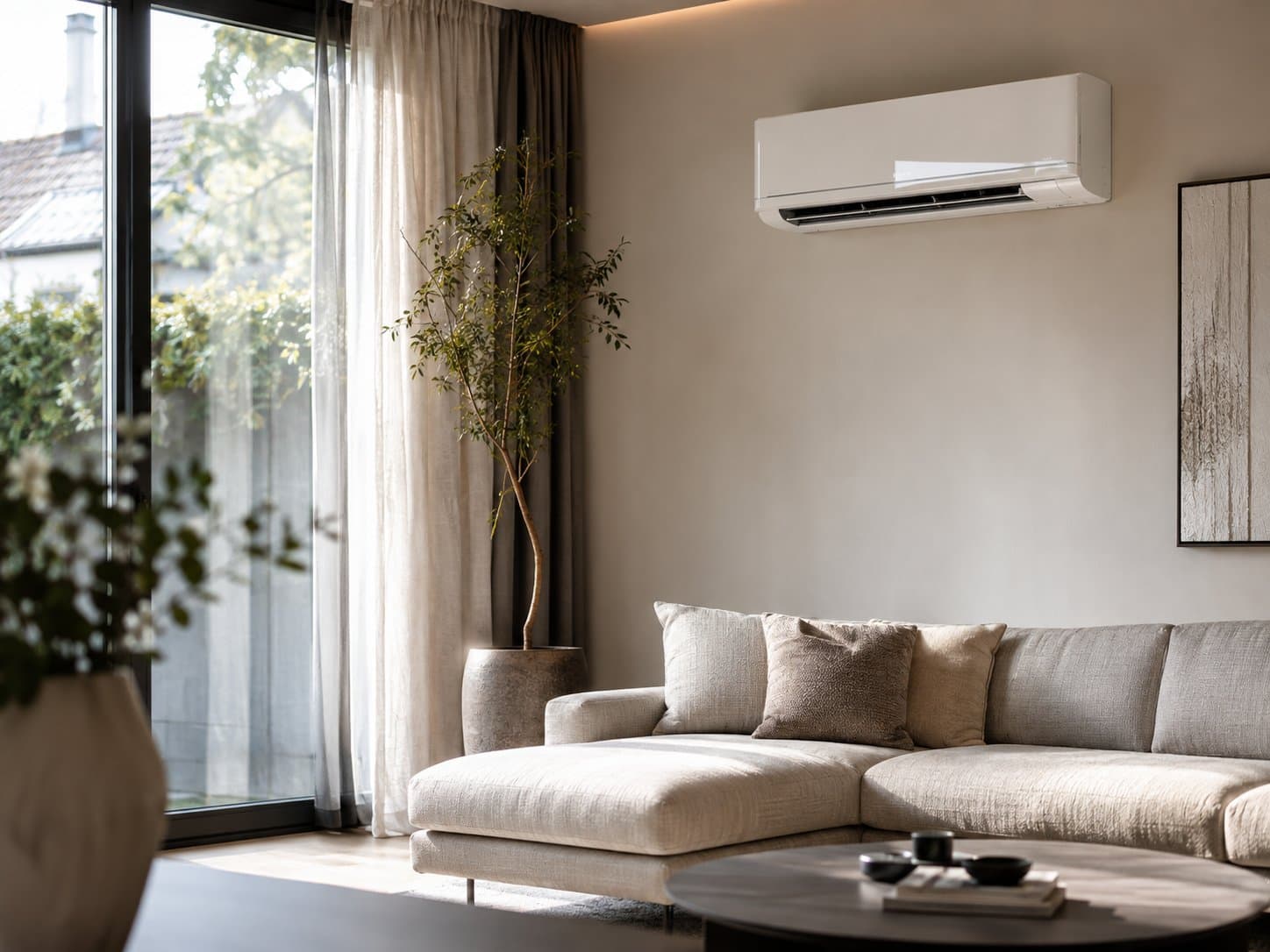 Airco in een rustige woonkamer